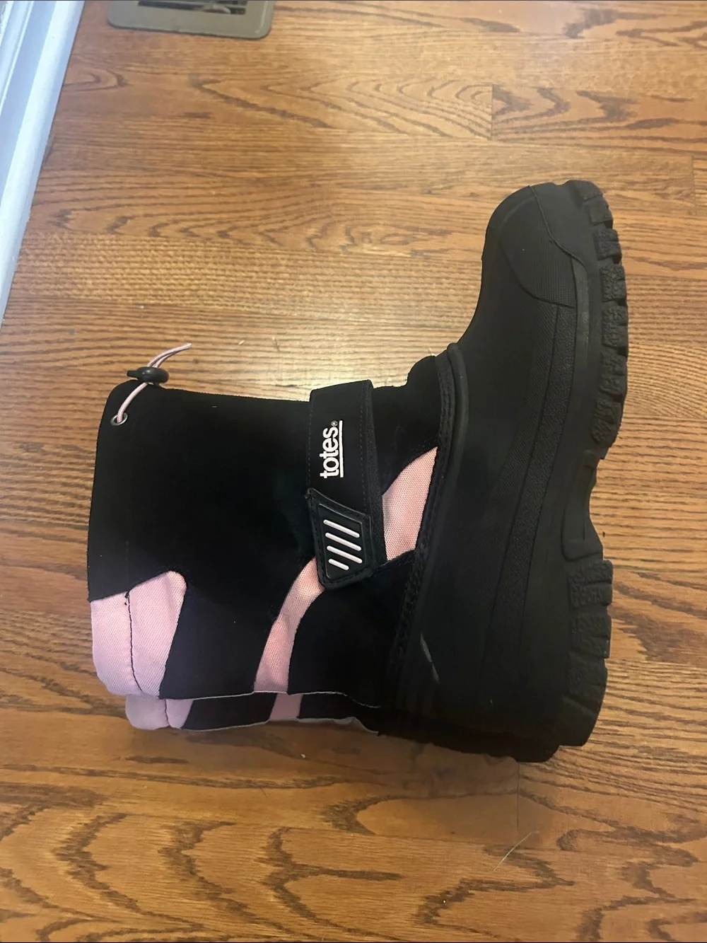 totes Black and Pink Kids Snow Boots